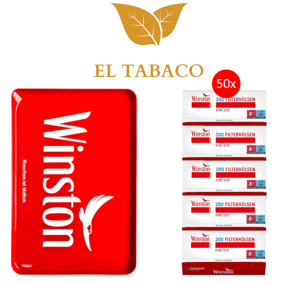 Winston 50x200 Zigaretten Filter Hülsen (10.000 Hülsen) und Winston Stopf Tablet Winston 50x200 Zigaretten Filter Hülsen (10.000 Hülsen) und Winston Stopf Tablet