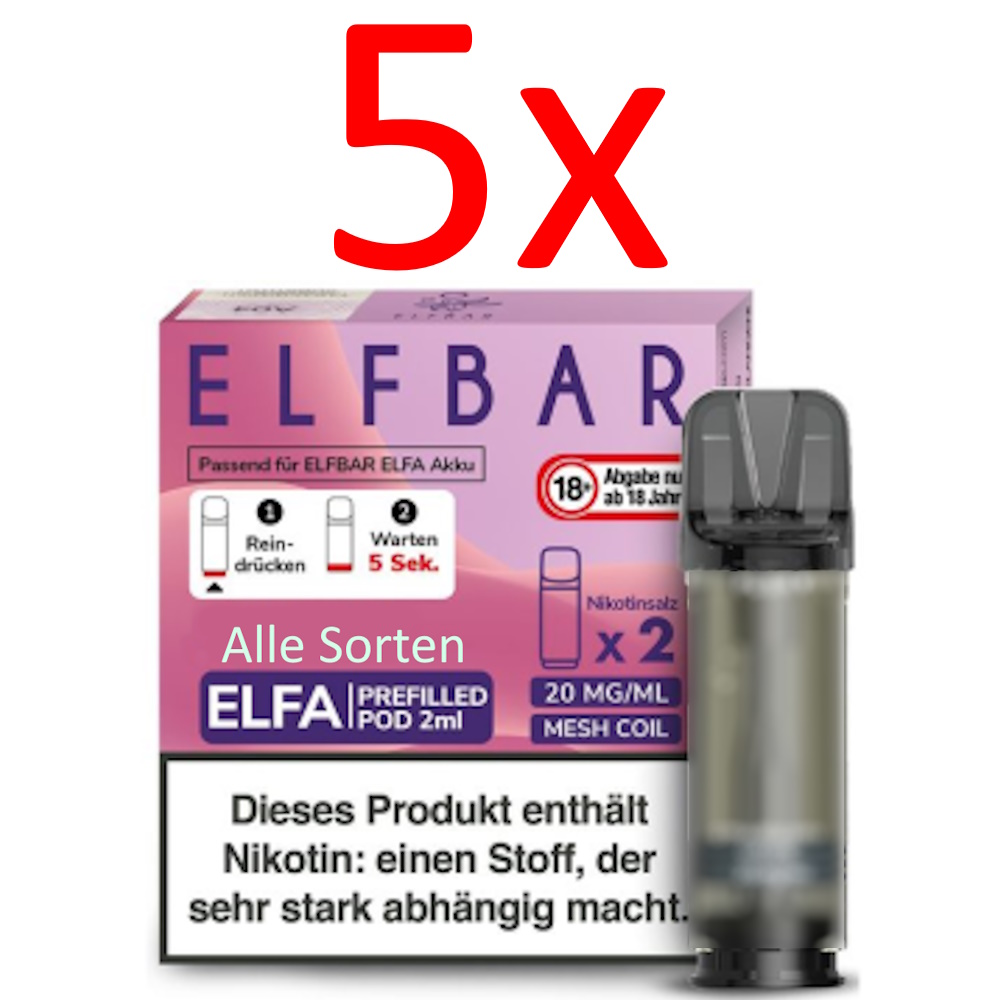 5x Elfbar Elfa Pods 20mg/ml Nikotin 5x Elfbar Elfa Pods 20mg/ml Nikotin