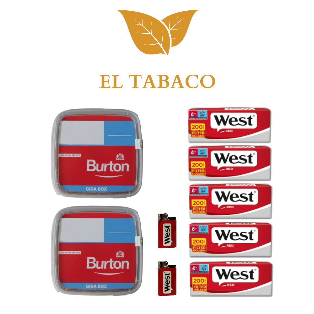 2x Burton Rot Giga Box á 400g Volumen Stopftabak 5x200 Filterhülsen 2 Feuerzeuge 2x Burton Rot Giga Box á 400g Volumen Stopftabak 5x200 Filterhülsen 2 Feuerzeuge