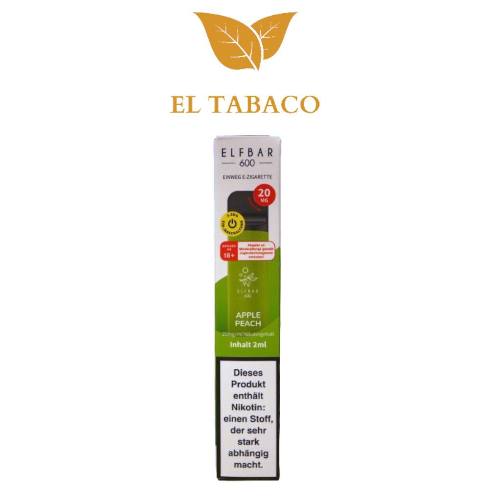 ELFBAR 600 Apple Peach Einweg E-Zigarette Vape 20mg/ml Nikotin ELFBAR 600 Apple Peach Einweg E-Zigarette Vape 20mg/ml Nikotin