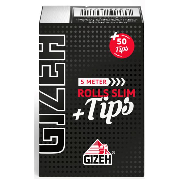 GIZEH Black Rolls Slim 5 Meter + 50 Tips