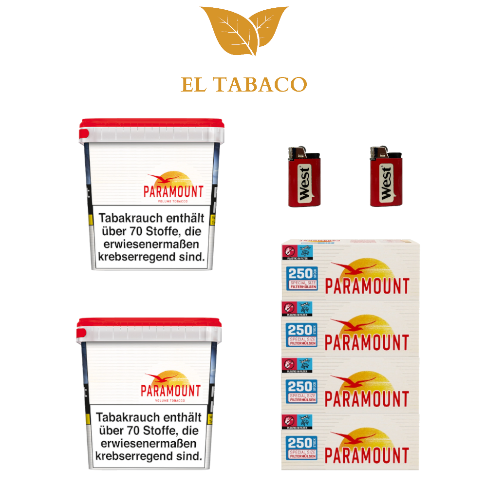 2 Paramount Giga Box á 230g mit 4x250 Filter Hülsen und 2 Feuerzeugen 2 Paramount Giga Box á 230g mit 4x250 Filter Hülsen und 2 Feuerzeugen