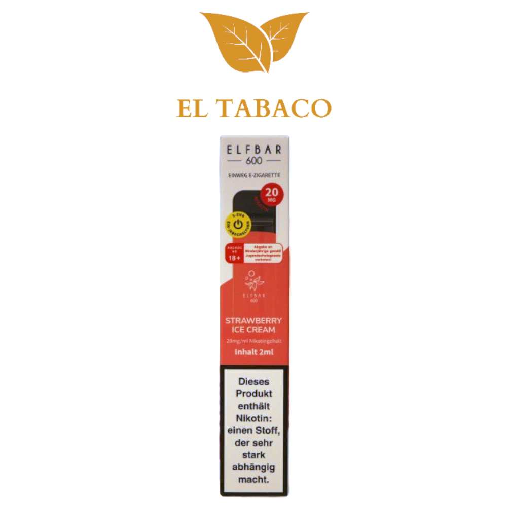 ELFBAR 600 Strawberry Ice Cream Einweg E-Zigarette Vape 20mg/ml Nikotin ELFBAR 600 Strawberry Ice Cream Einweg E-Zigarette Vape 20mg/ml Nikotin