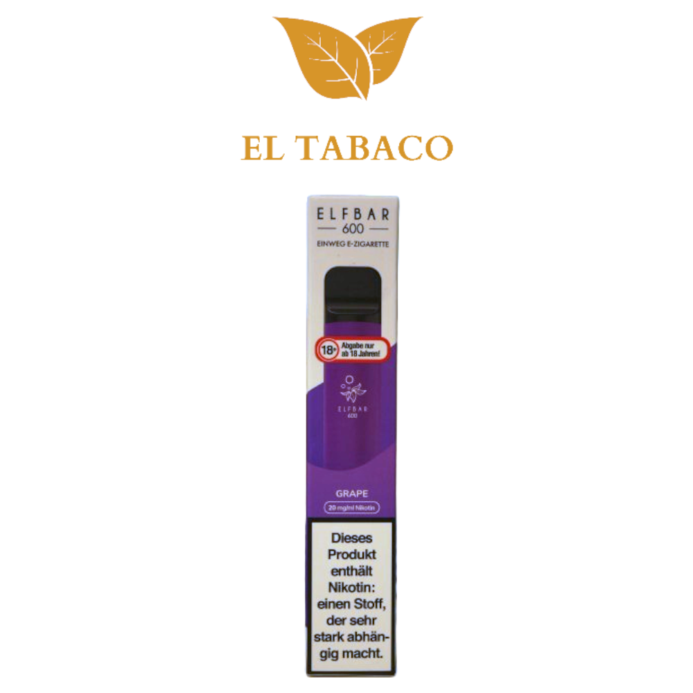 ELFBAR 600 Grape Einweg E-Zigarette Vape 20mg/ml Nikotin ELFBAR 600 Grape Einweg E-Zigarette Vape 20mg/ml Nikotin