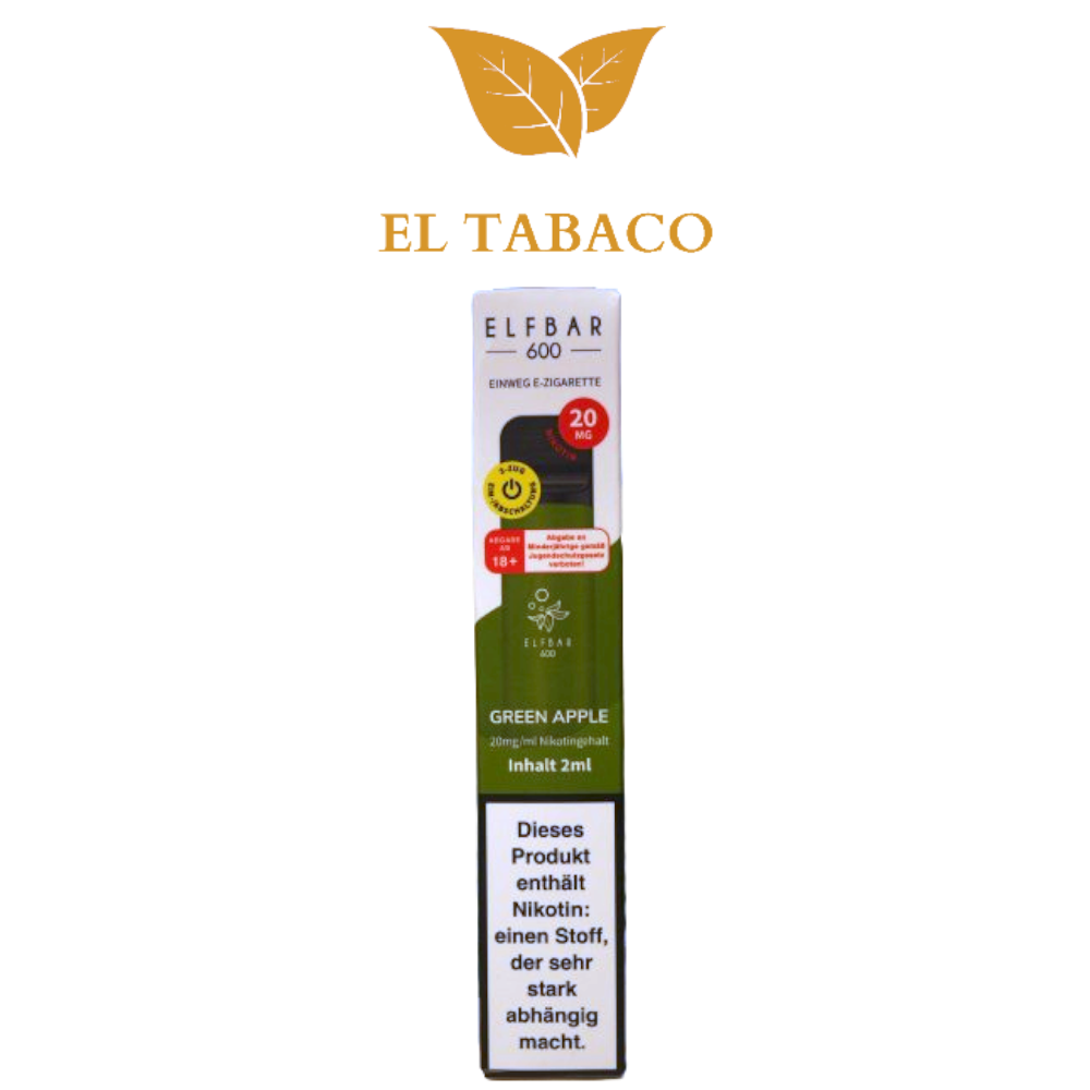 ELFBAR 600 Green Apple Einweg E-Zigarette Vape 20mg/ml Nikotin ELFBAR 600 Green Apple Einweg E-Zigarette Vape 20mg/ml Nikotin